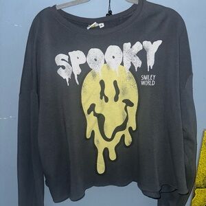 Spooky Smiley Face Graphic Sweatshirt